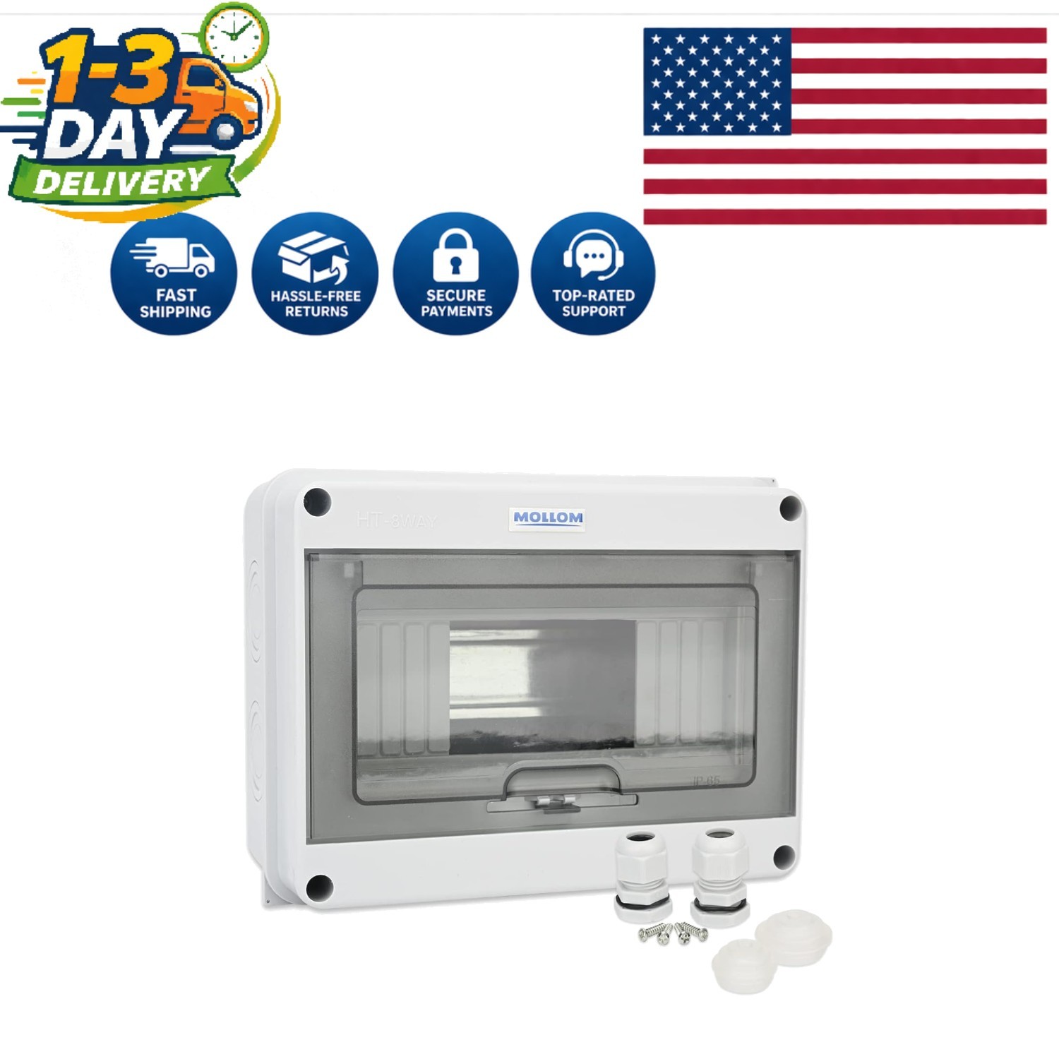 Durable 8-Way MCB Distribution Protection Box with Easy Installation & DIN Rail
