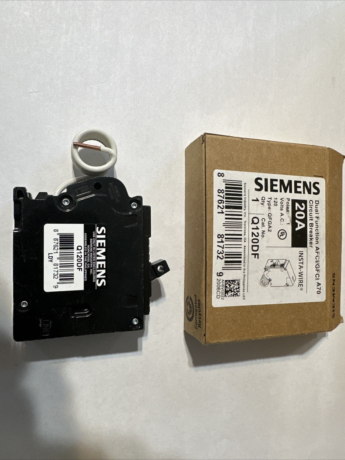 Siemens Dual Function Circuit Breaker Afci/Gfci 20 Amp Q120DF
