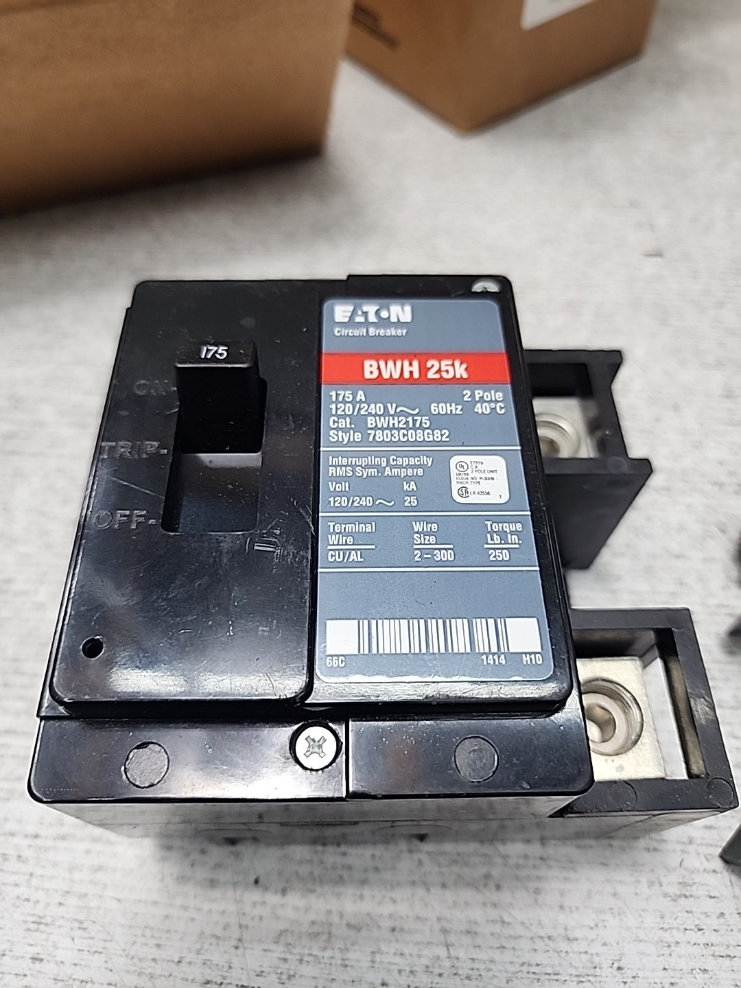 Eaton BWH2175 2 Pole 175 Amp 120/240v Type BWH 25k