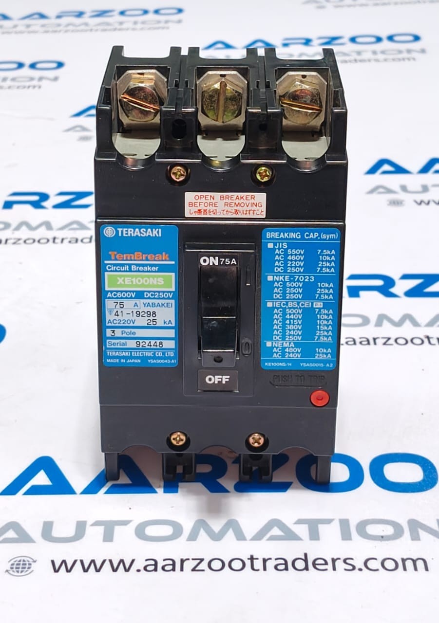 NEW IN BOX TERASAKI XE100NS 3 POLE 75 AMP TemBreak CIRCUIT BREAKER AC600V DC250V