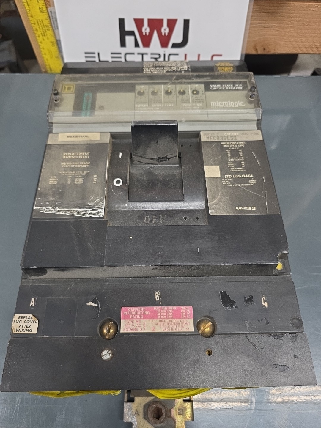 Square D MEC836LSI Circuit Breaker 800A 600VAC w/ Micrologic Solid State Trip