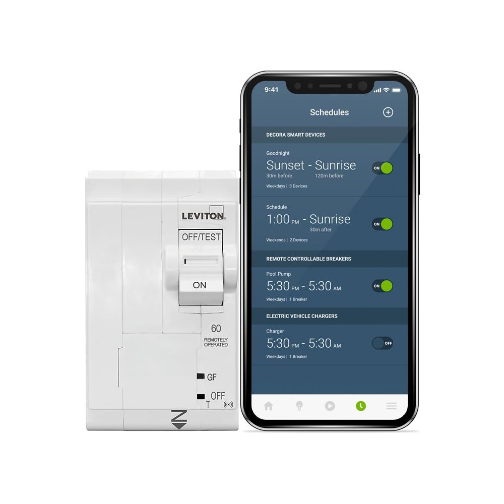 Leviton LB260-GST 2nd Gen Smart Circuit Breaker with Remote Control, GFCI, 2-Pol