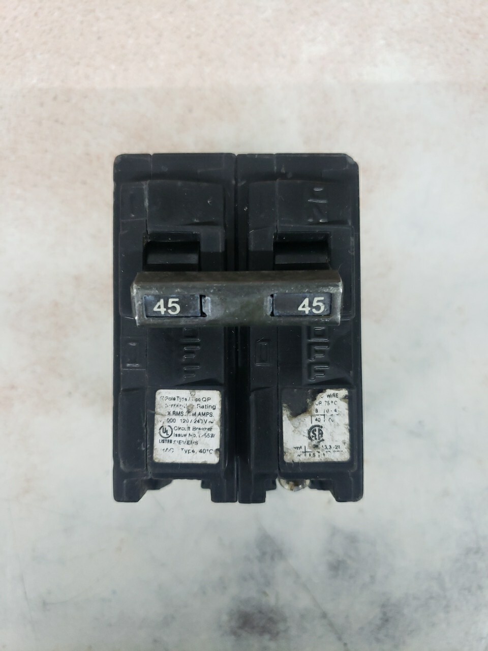 Siemens Q245 QP245 2P 45 Amp Type QP Circuit Breaker Chipped