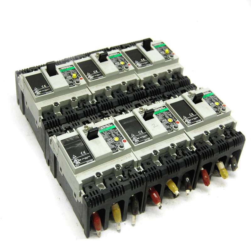 (Lot of 6) Fuji Electric EG53C-CE Earth Leakage 3-Pole 40A Circuit Breakers 440V