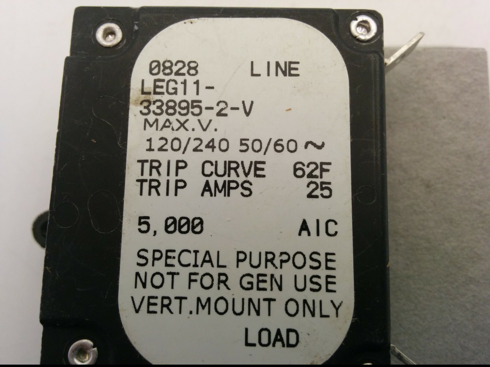 AIRPAX LEG11-33895-2-V CIRCUIT BREAKER, 25 AMPS, 120/240V 50/60Hz, LOT OF 2, NNB