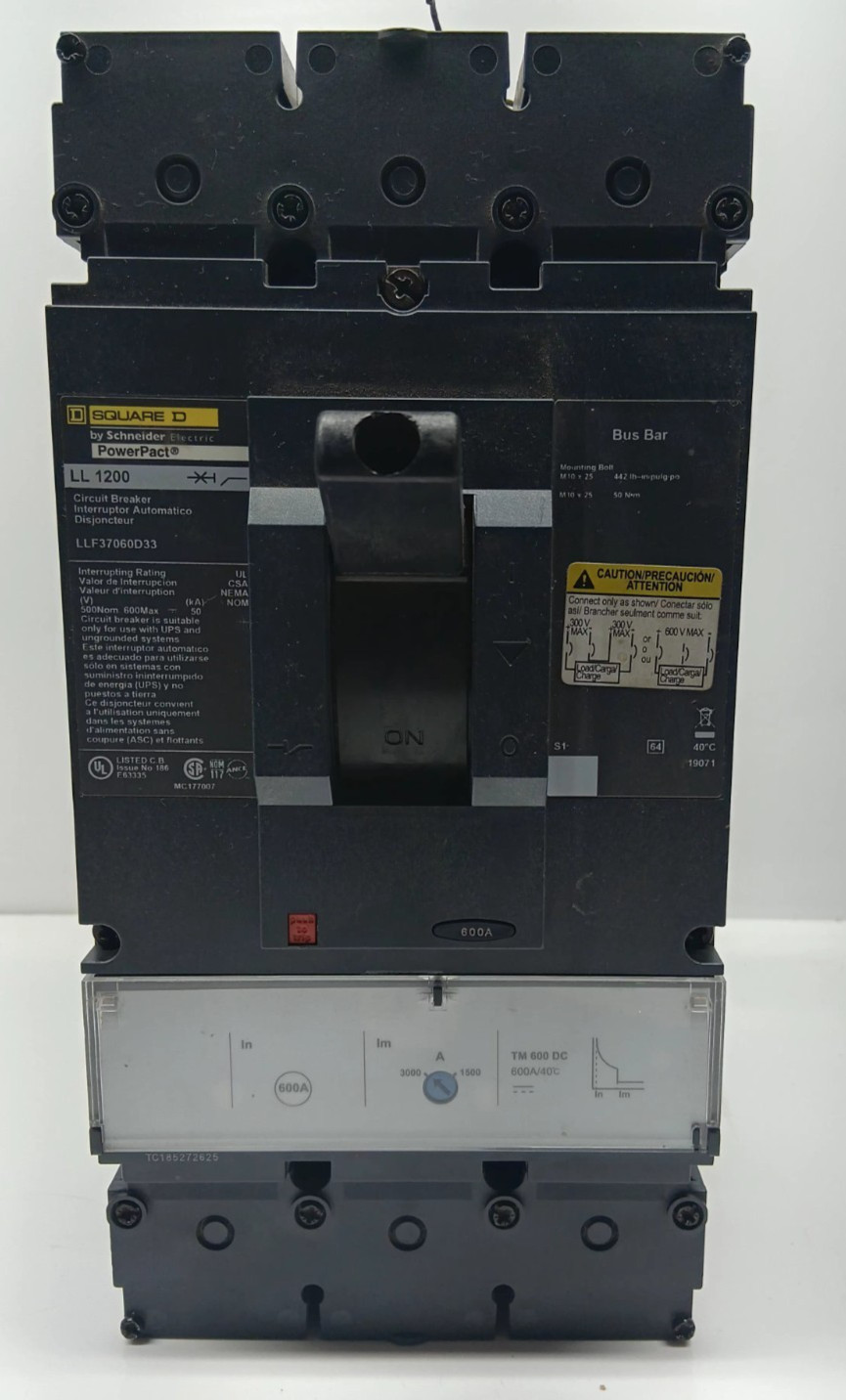 SQUARE D LL 1200 LL37060D33 3 POLE 630 AMPS CIRCUIT BREAKER