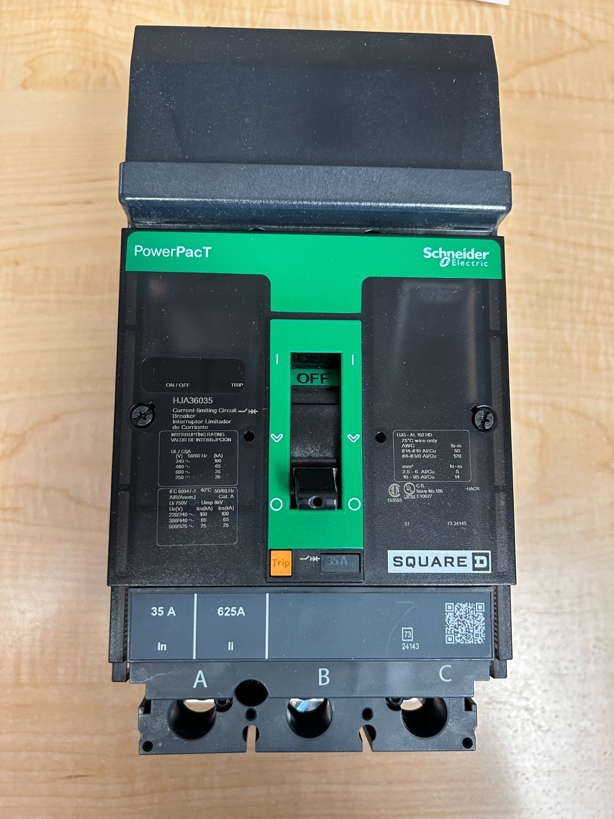 SQUARE D HJA36035 BREAKER 3POLE 35A 600V