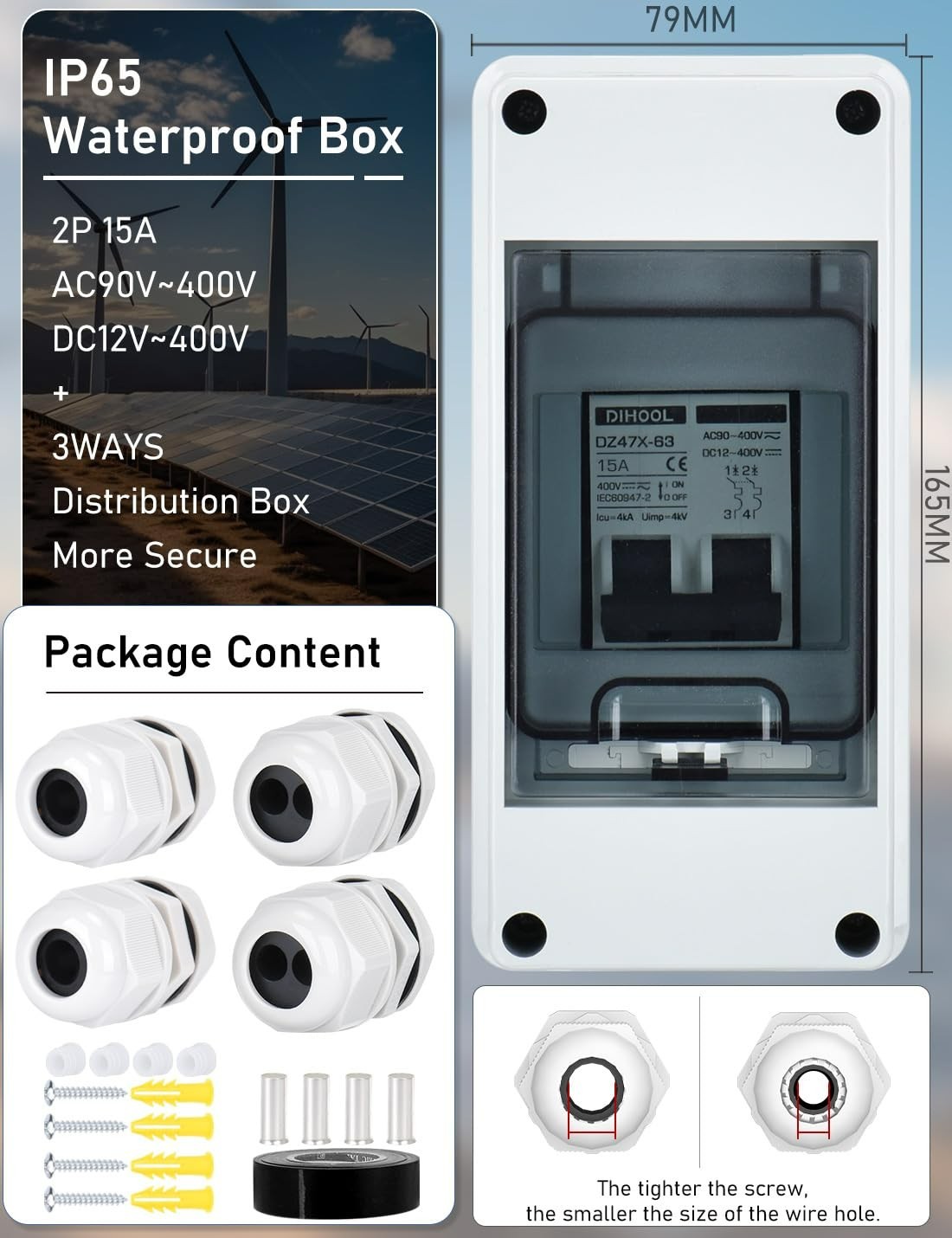 15 Amp Dual Pole Miniature Circuit Breaker – Safe Solar Disconnect Switch