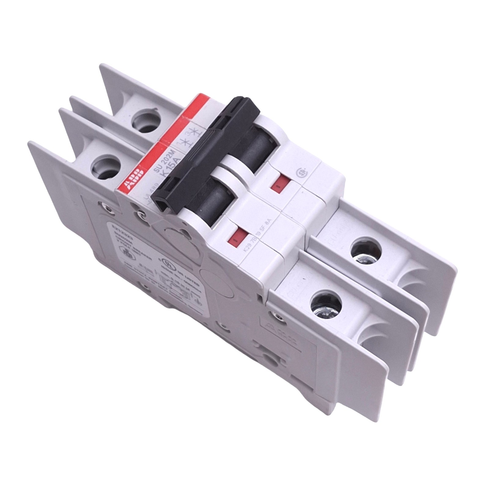 ABB SU202M-K15 Circuit Breaker, 2-Pole, 15A, 480Y/277VAC Max, DIN Rail