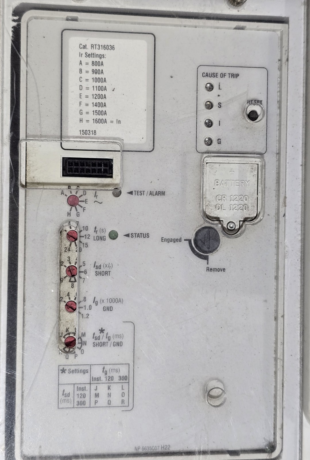 Eaton RGH316036EC Series G R-Frame Circuit Breaker 1600A 690VAC 3P Digitrip 310+