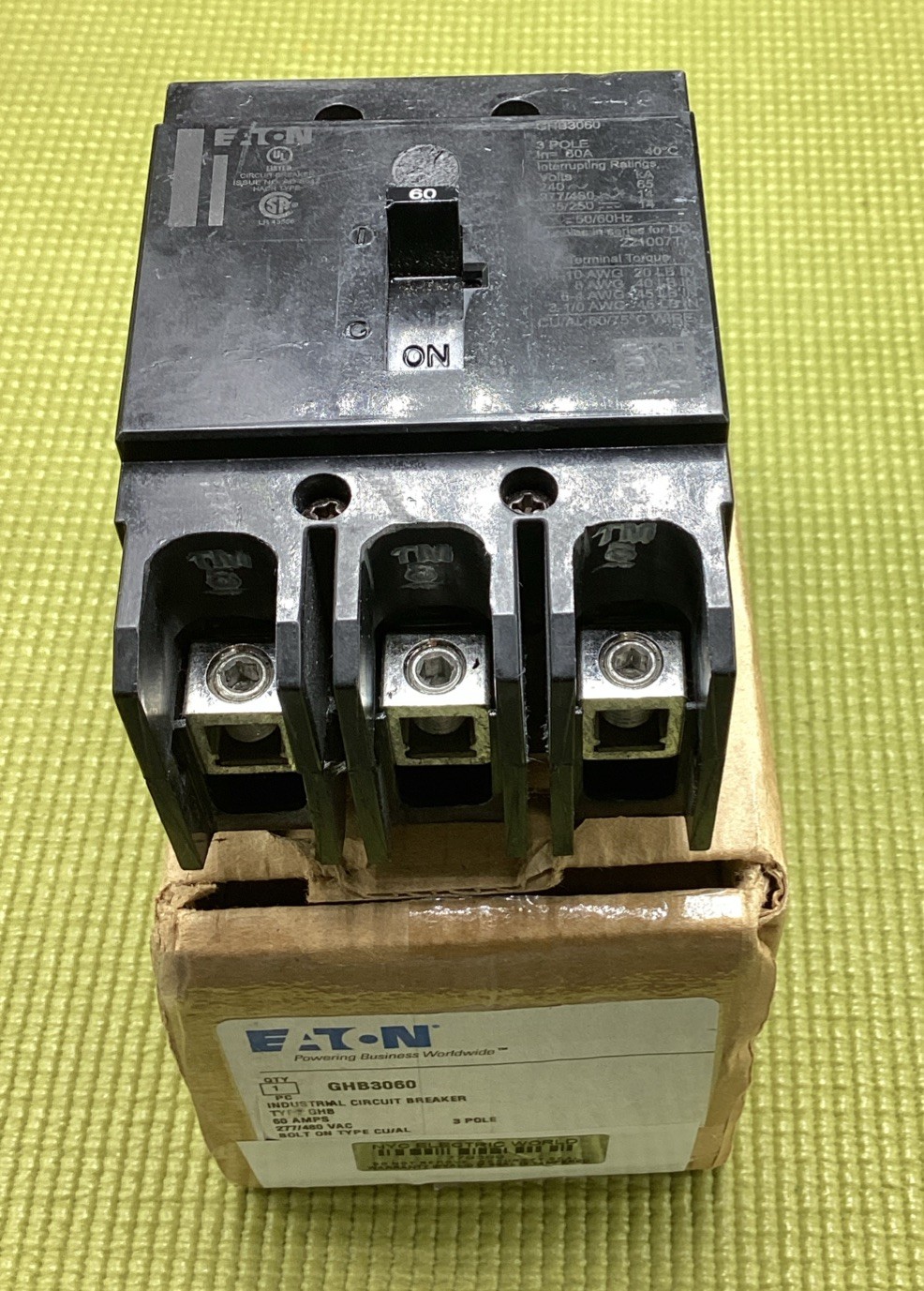 New Circuit Breaker Eaton Cutler Hammer GHB3060 60 Amp 3 Pole 277/480 Bolt On @