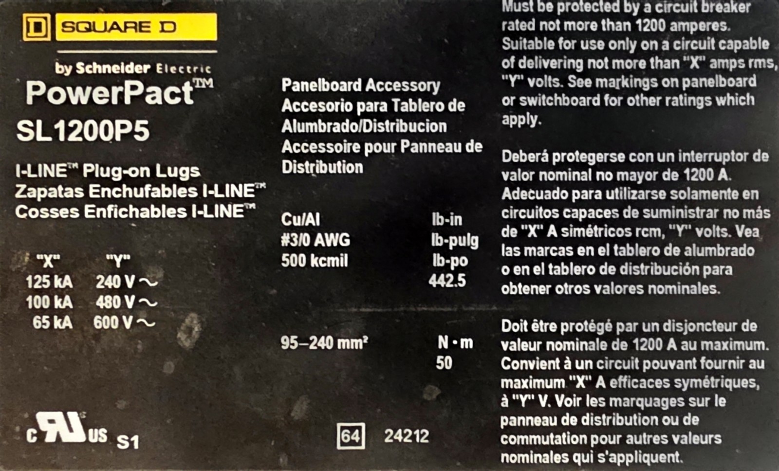 Square D SL1200P5 Power pact I-line 1200A 3PH