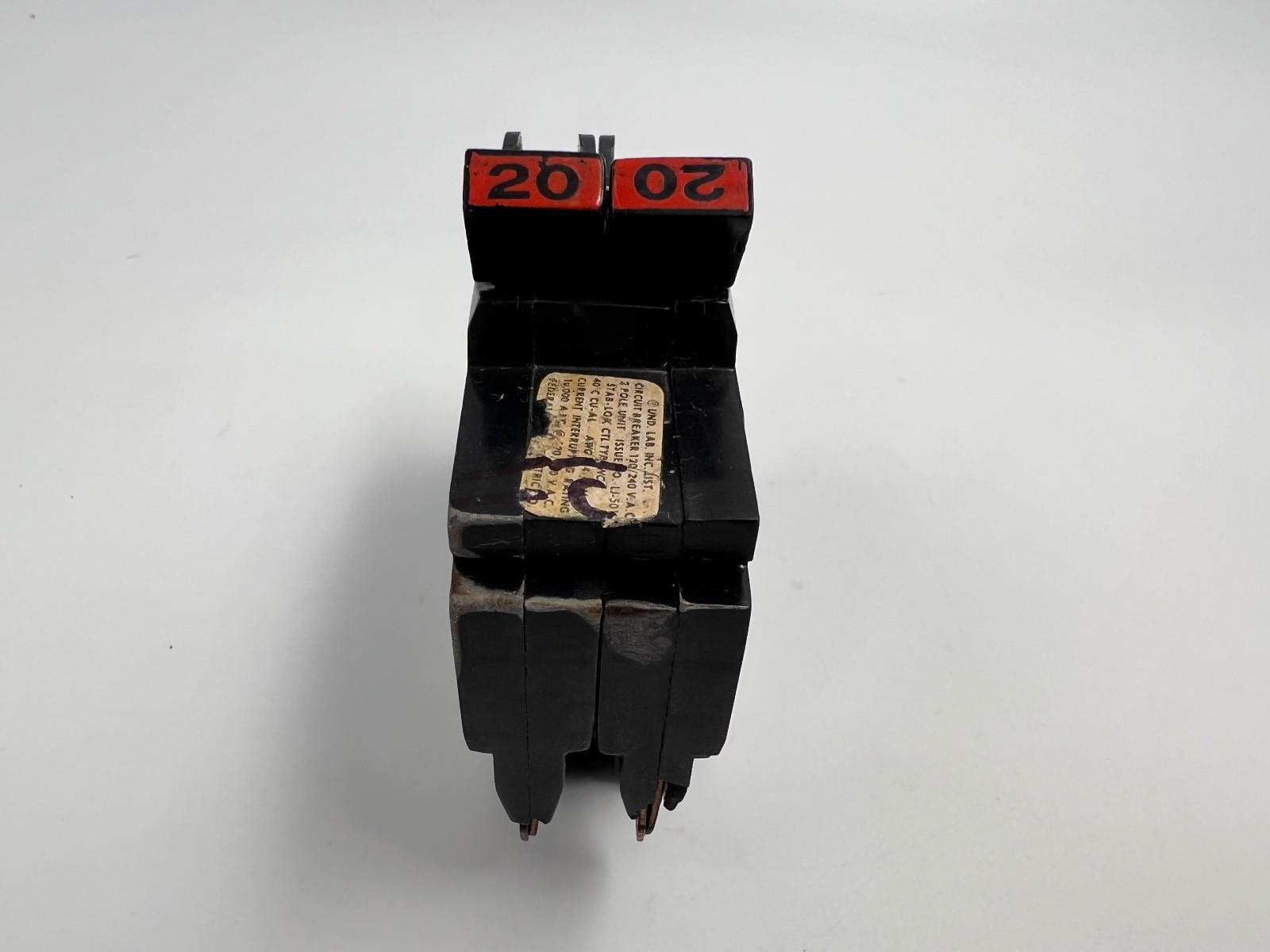 FPE Federal Pacific 20 Amp 2 Pole NC220 Stab-Lok Breaker Mini THIN NC Red