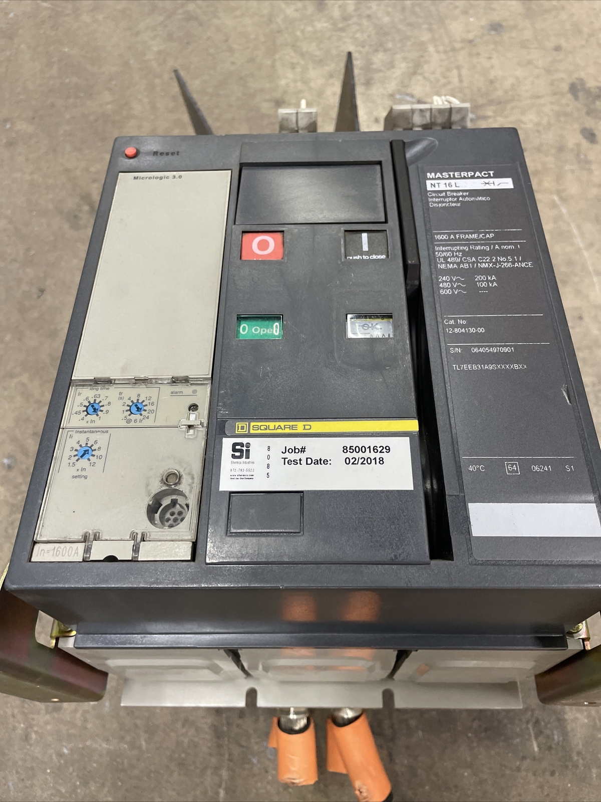 SQUARE D NT16L 1600 A FRAME 3P 480-600 VAC CIRCUIT BREAKER 1 year warranty