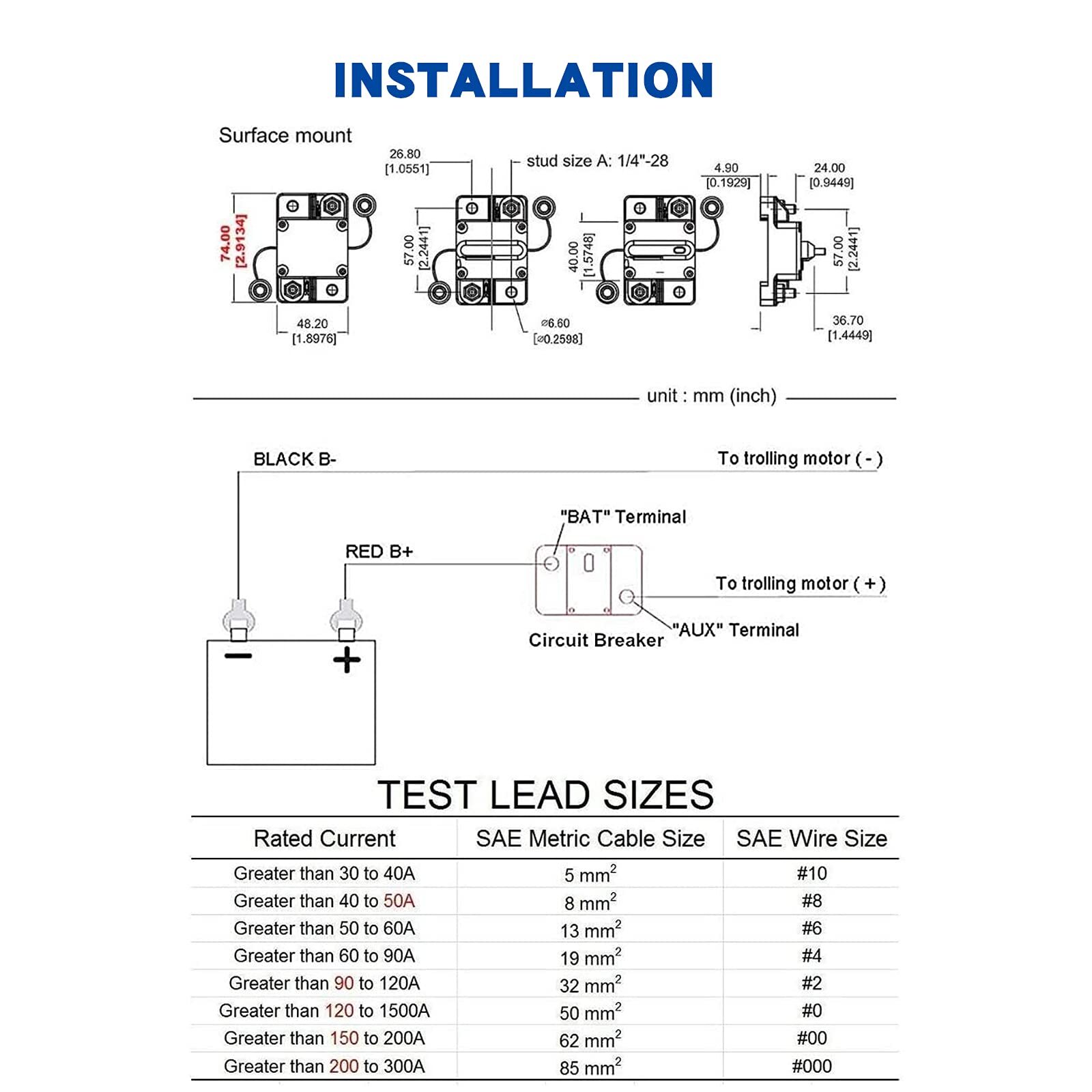 300 Amp Circuit Breaker Waterproof Manual Resettable Inline Fuse Inverter 300…