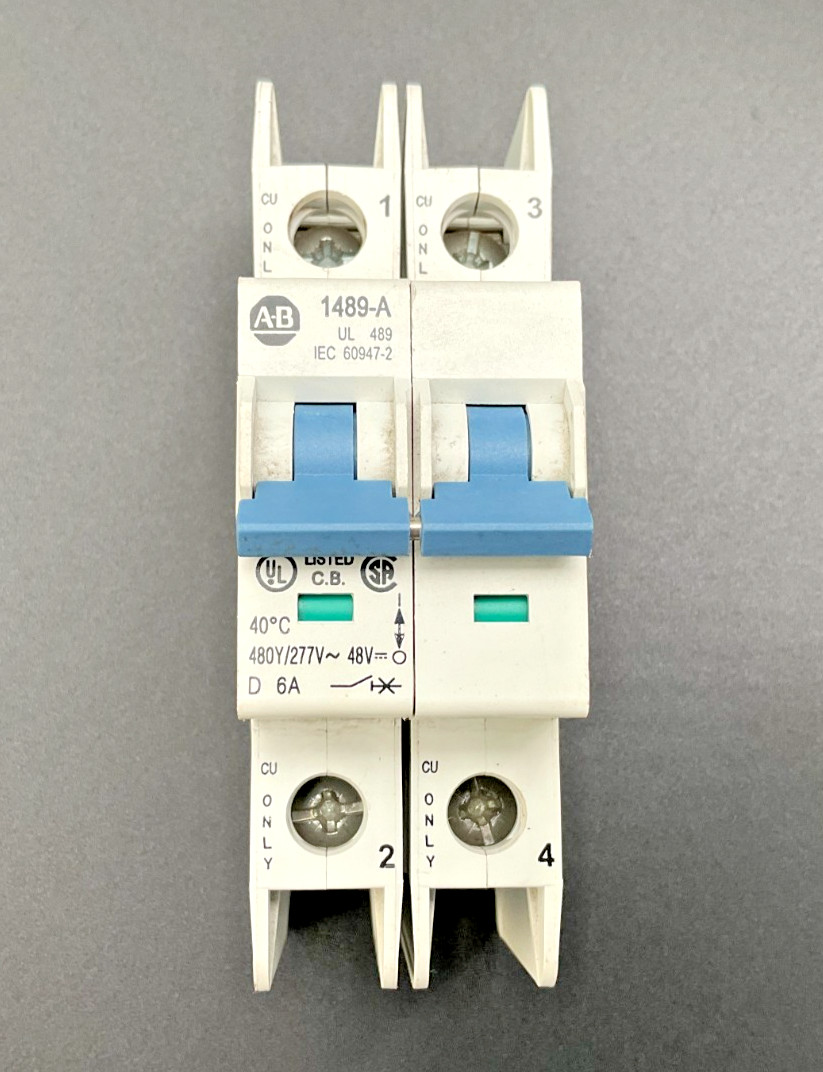 Allen Bradley 1489-A2D060 2 Pole 6 Amp Circuit Breaker 1489-A D 6A (TSC)