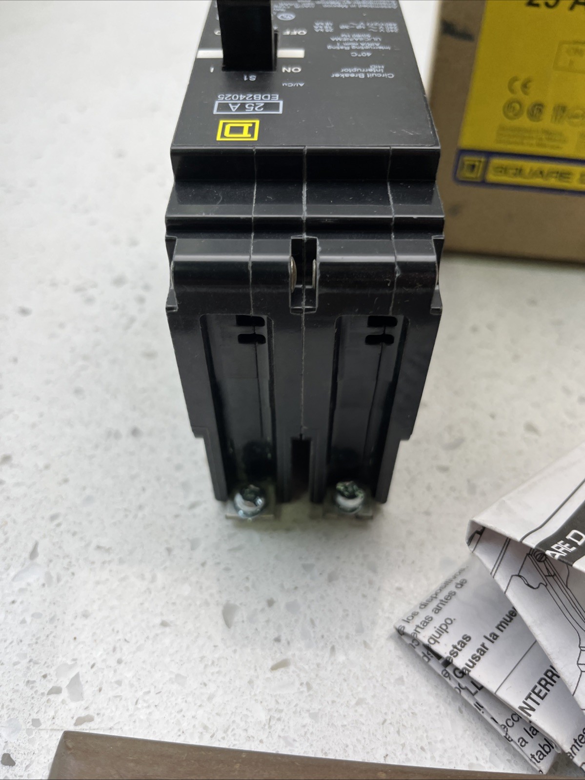 SQUARE D EDB24025 BREAKER 2POLE 25A 480/277V BOLT ON NEW IM BOX