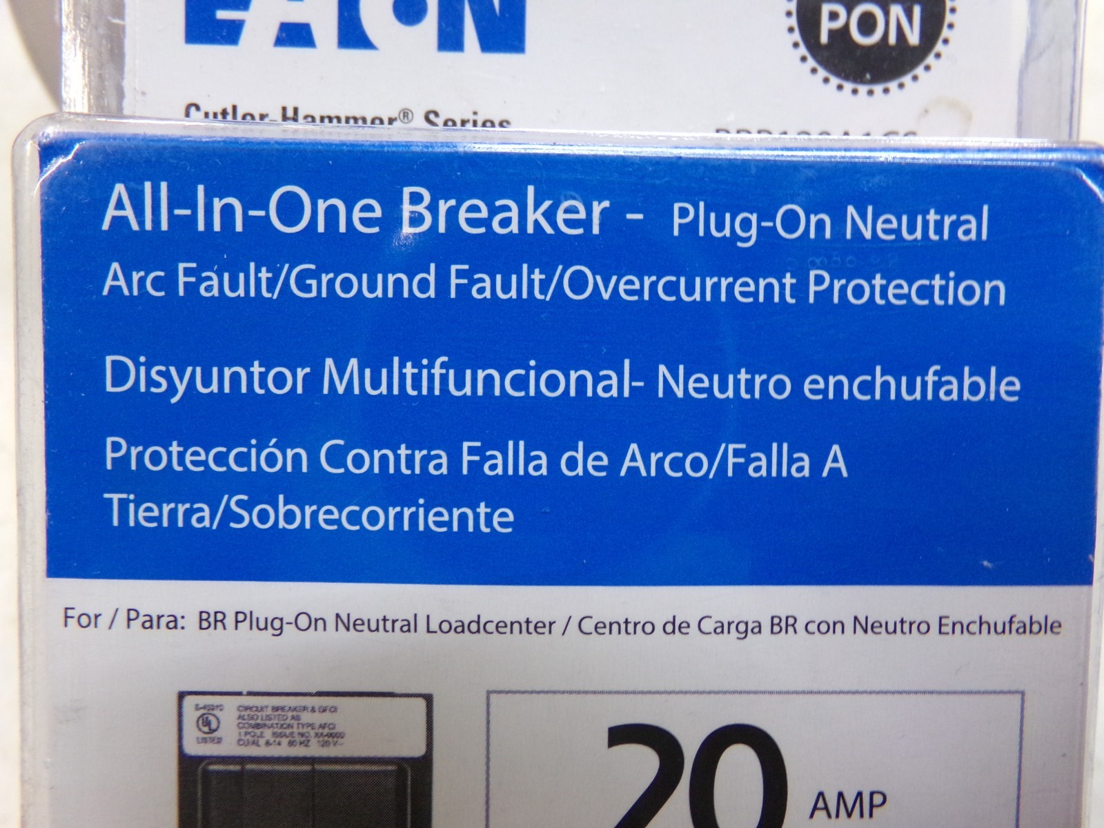 Eaton Cutler Hammer Series 20 Amp Single Pole BR PON with GFCI #2936