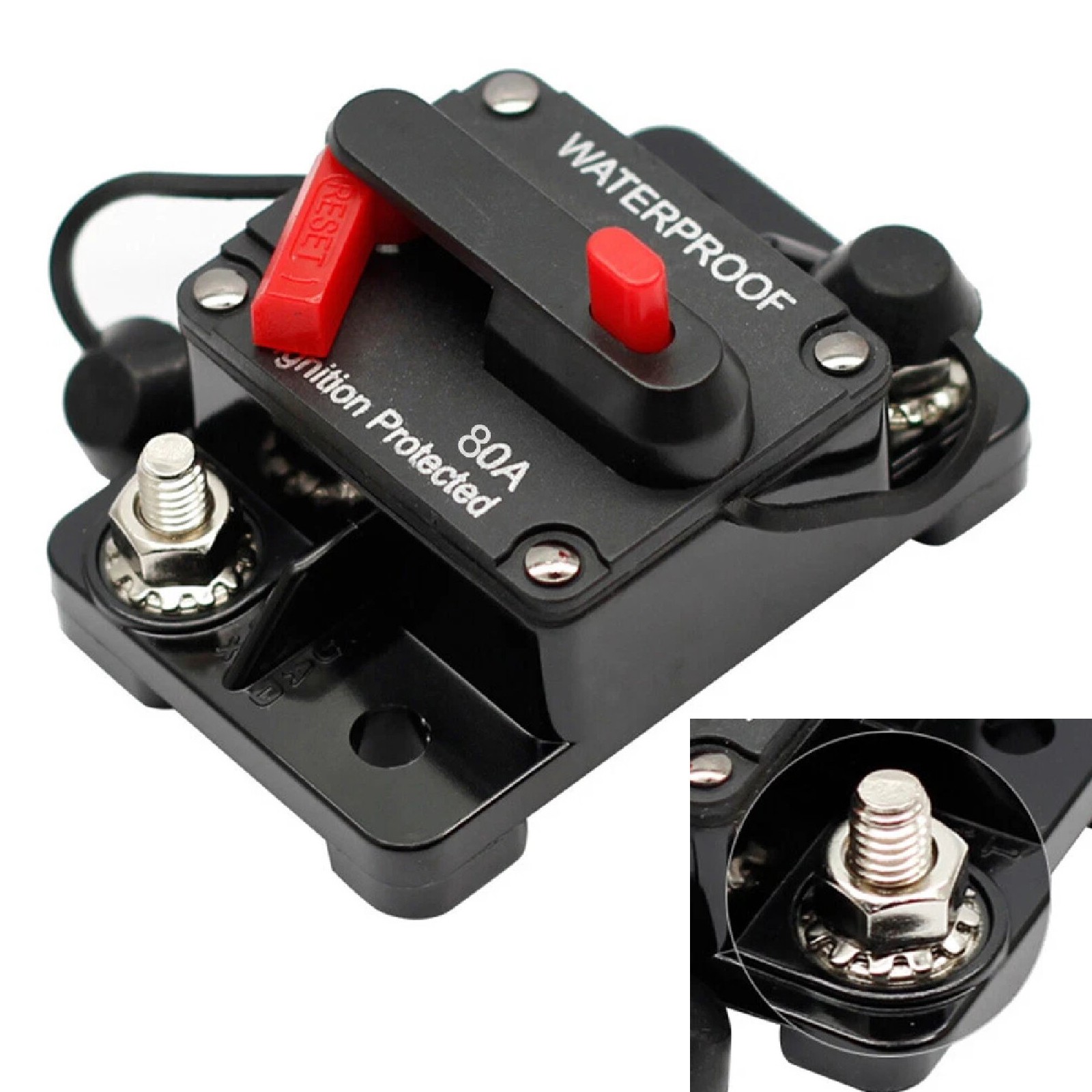80 Amp 12V-24V DC Waterproof Car Circuit Breaker Fuse Reset Car Boat Auto