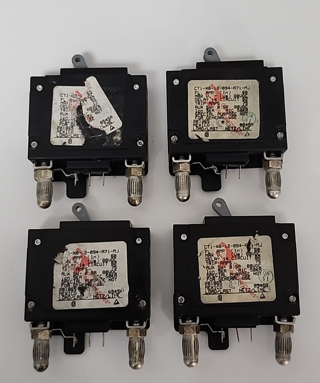 4x CARLING CTI-X0-12-094-A71-MJ 60A 80V BULLET STYLE CIRCUIT BREAKER [2WS2-6]