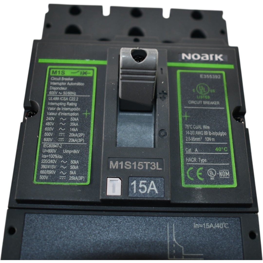 NEW Noark M1S15T3L M1S Series Molded Case Circuit Breaker 3P 15A 600V Thermal Ma