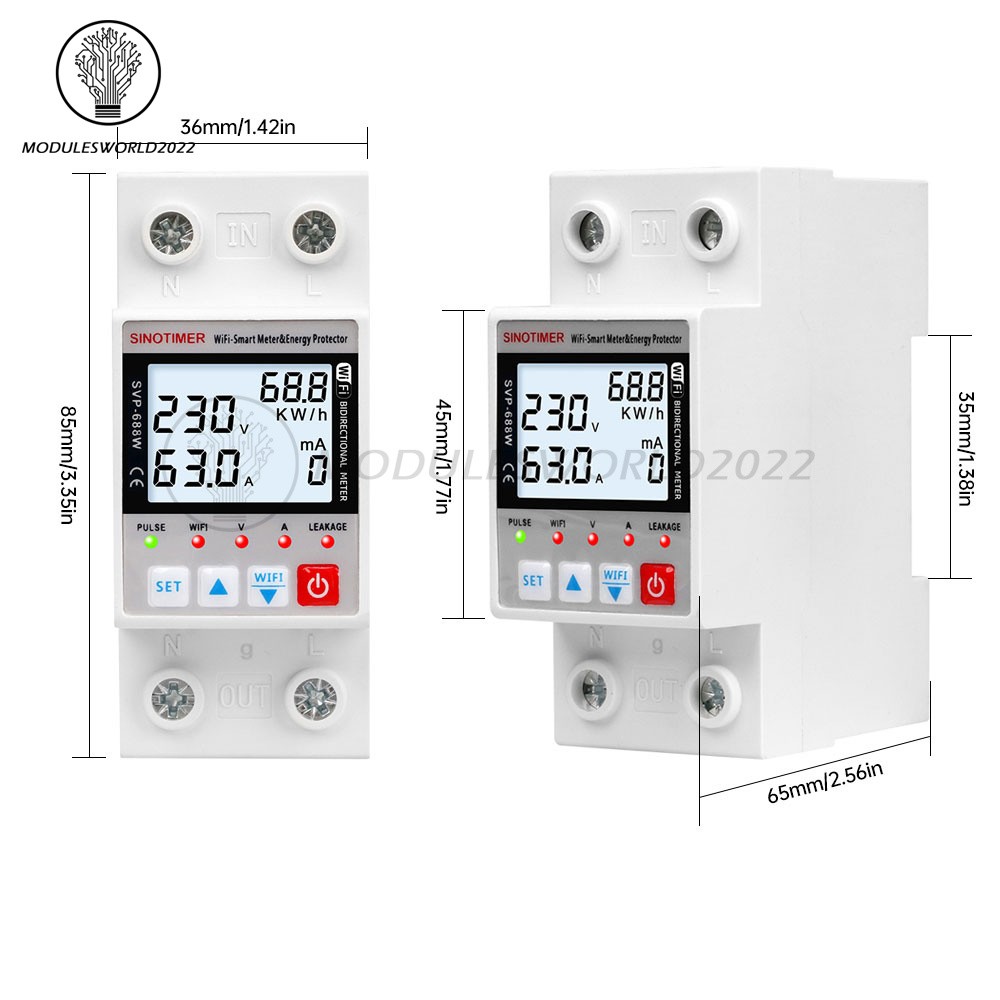 AC220V 63A Tuya Intelligent WIFI Over Voltage Current Protection Power Protector