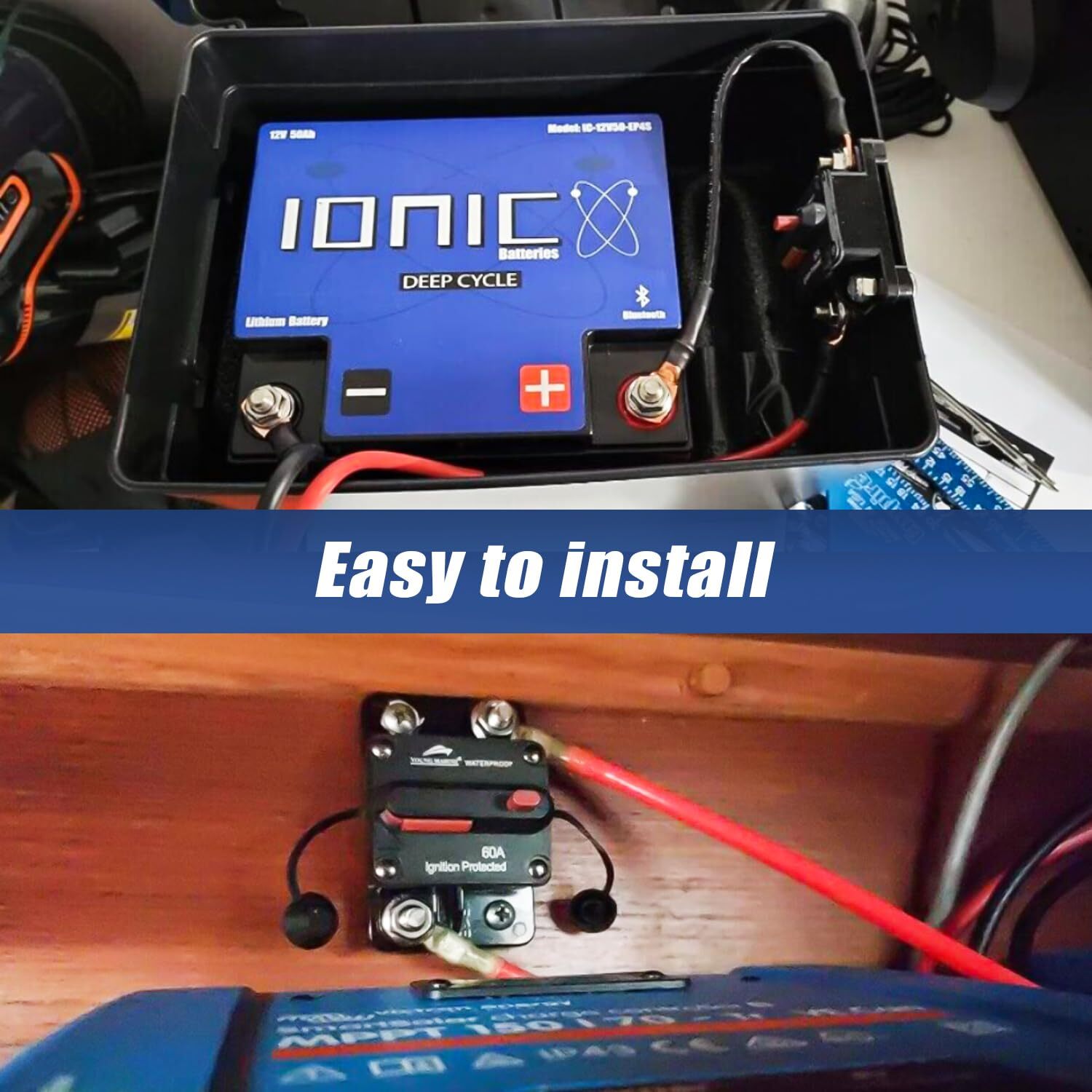 Boat Circuit Breaker Manual Reset Waterproof 12V-48V DC Trolling Motor Use