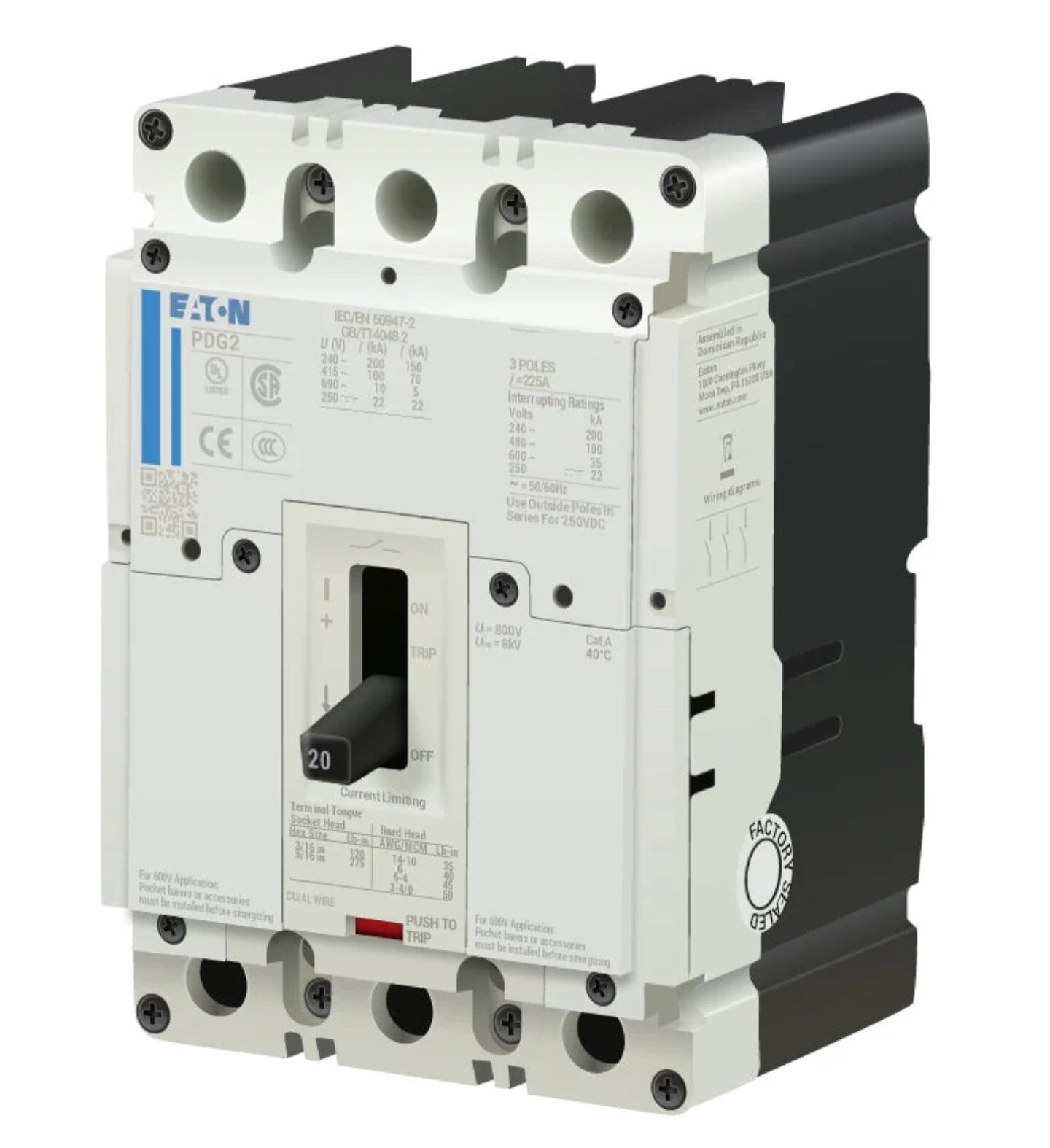 PDG23M0060TFFL – Eaton – Circuit Breakers Feed-Thru – 60 Amp -3 Pole – 600 Volt
