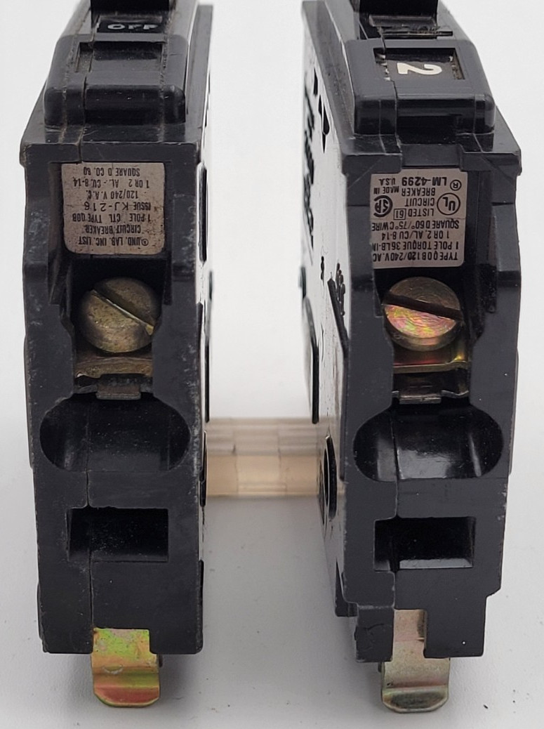 Square D QOB120 20A 1-Pole Bolt On Circuit Breakers Type QOB (Lot of 10) USED