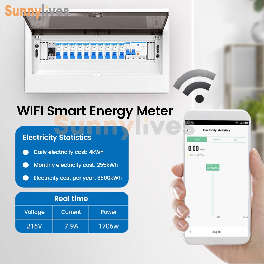 AC85~300V 63A Tuya WIFI Intelligent Control Single Phase Power Protector 50/60hz