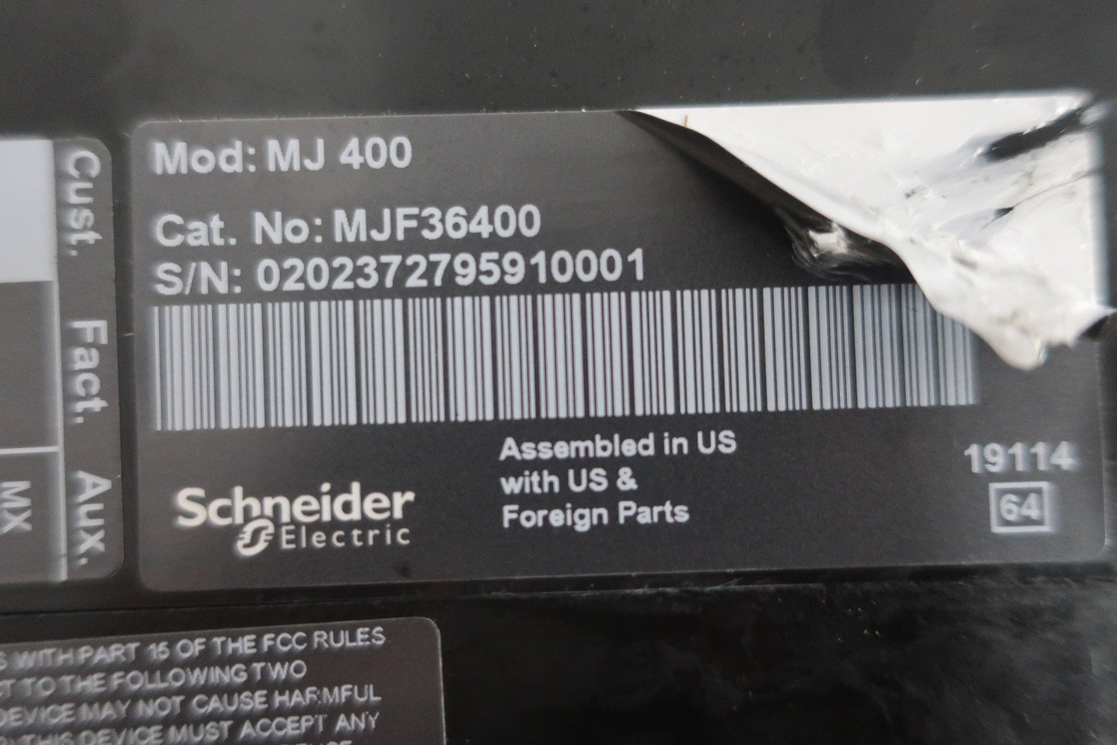 Schneider MJF36400 Molded Case Circuit Breaker 400a 240/480/600v-ac 3p
