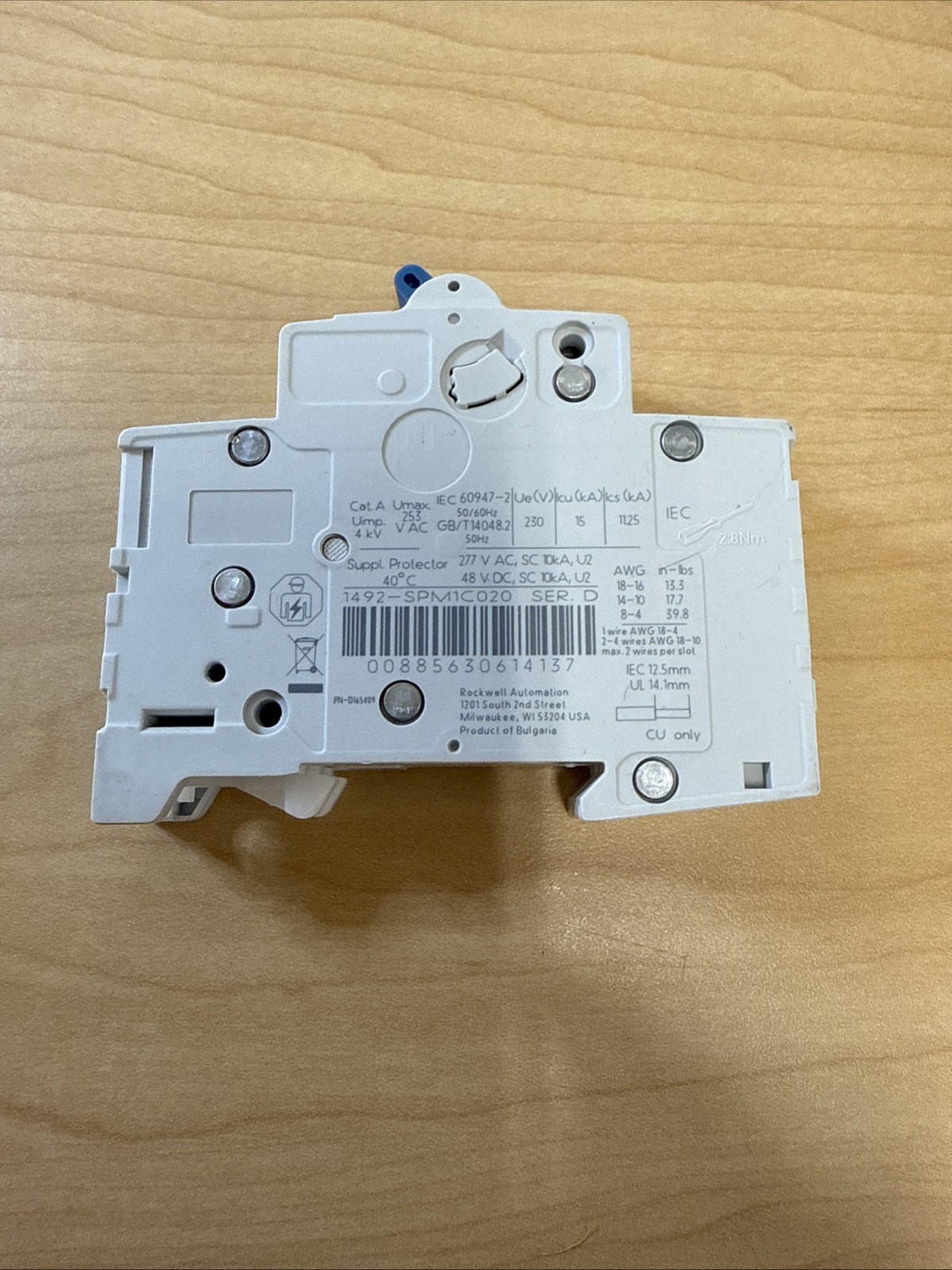 Allen-Bradley AB 1492-SPM1C020 1492-SP C 2A Circuit Breaker (00885630614137)