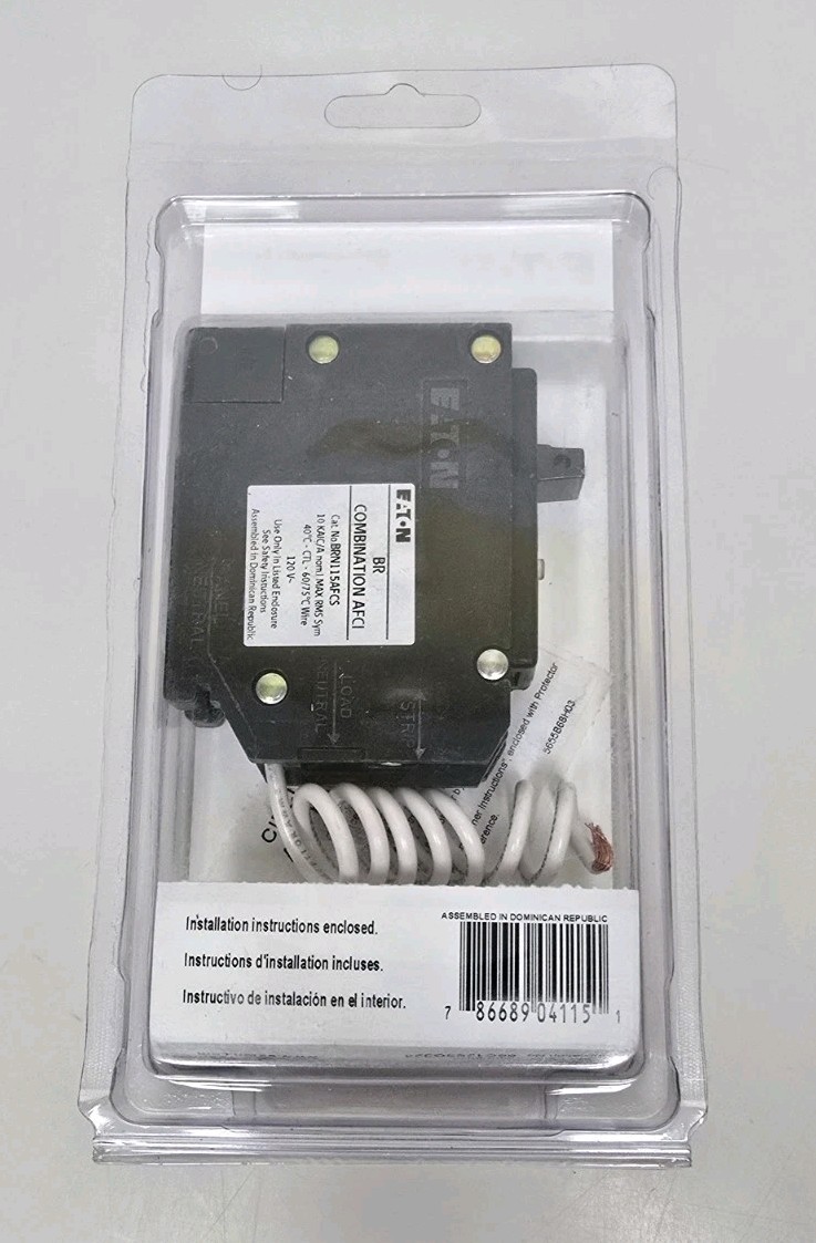 Eaton 15 Amp 120V 1-Pole AFCI Circuit Breaker Type BR Pigtail Neutral BRN115AFCS