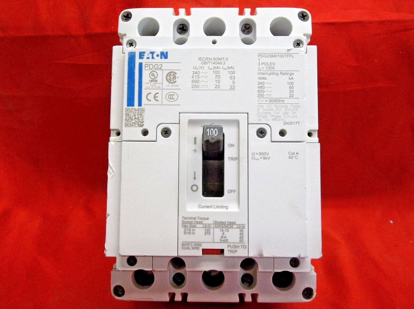 EATON PDG23M0100TFFL circuit breaker 365A5