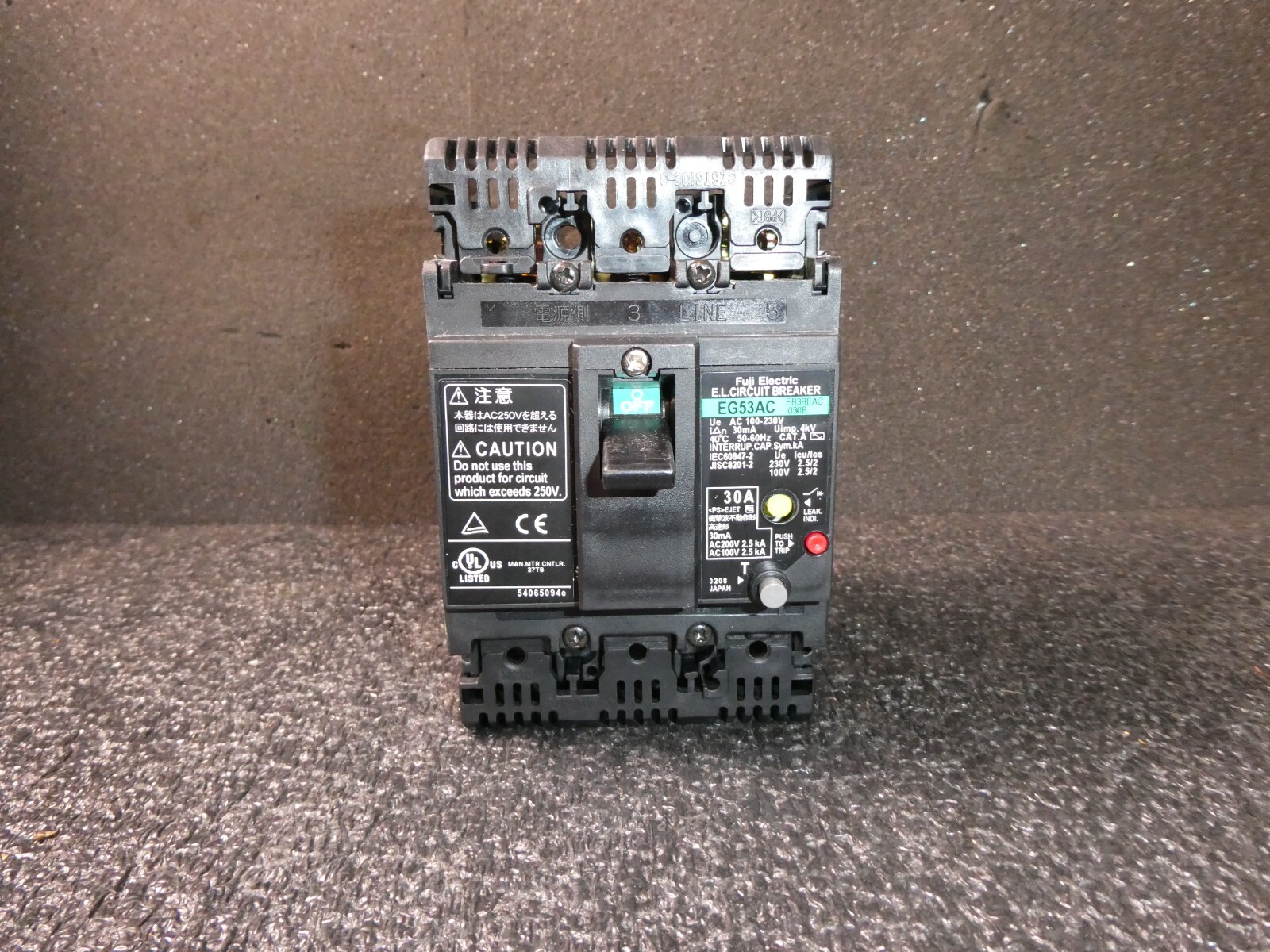 Fuji Electric EG53AC Breaker 50A, EB3BEAC-050B, 100-230 VAC, 3 POLE