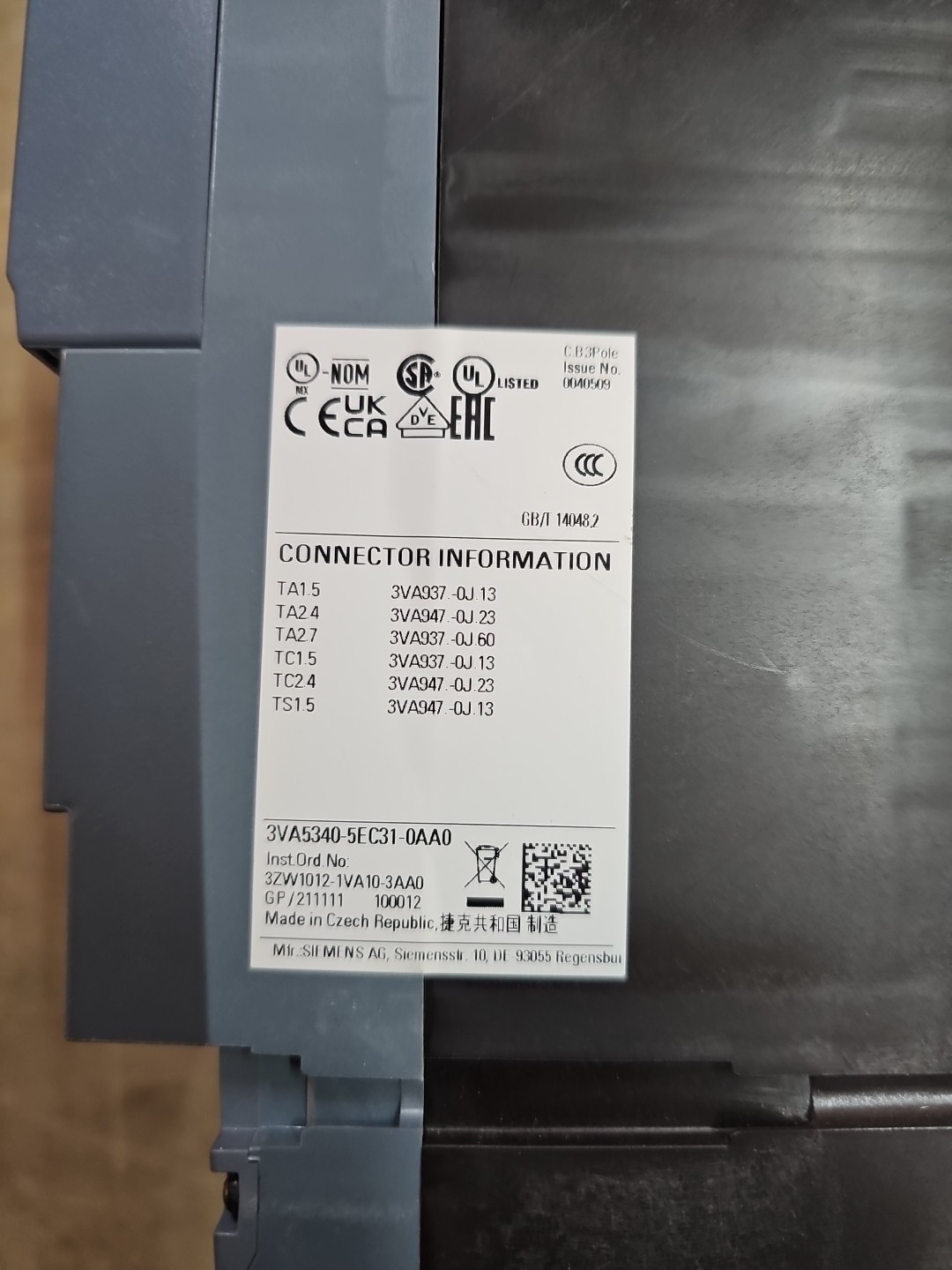 NNB SIEMENS 400 AMP BREAKER 3VA5340-5EC31-0AA0
