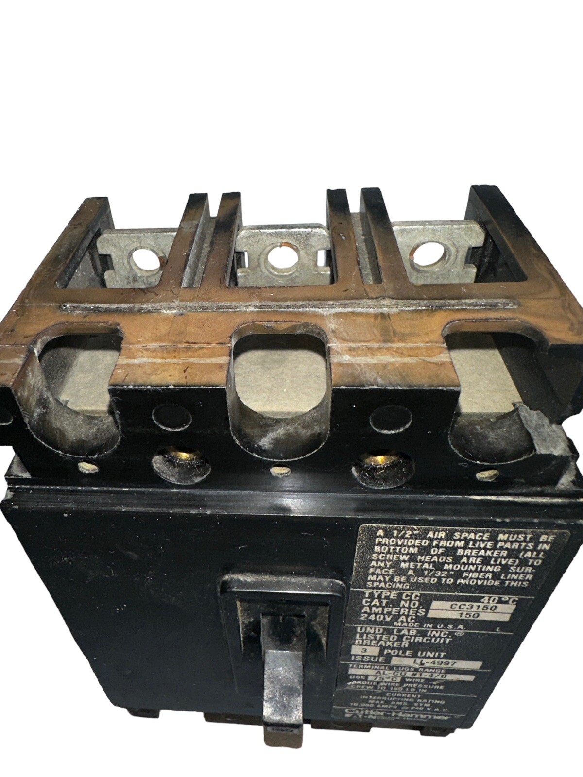 Eaton CC3150 Circuit Breaker 150A 3-Pole 240V Type CC Tenant Main