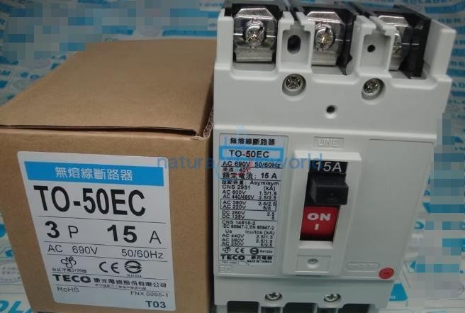 1PC TECO TO-50EC 3P 15A Fusion-free circuit breaker New