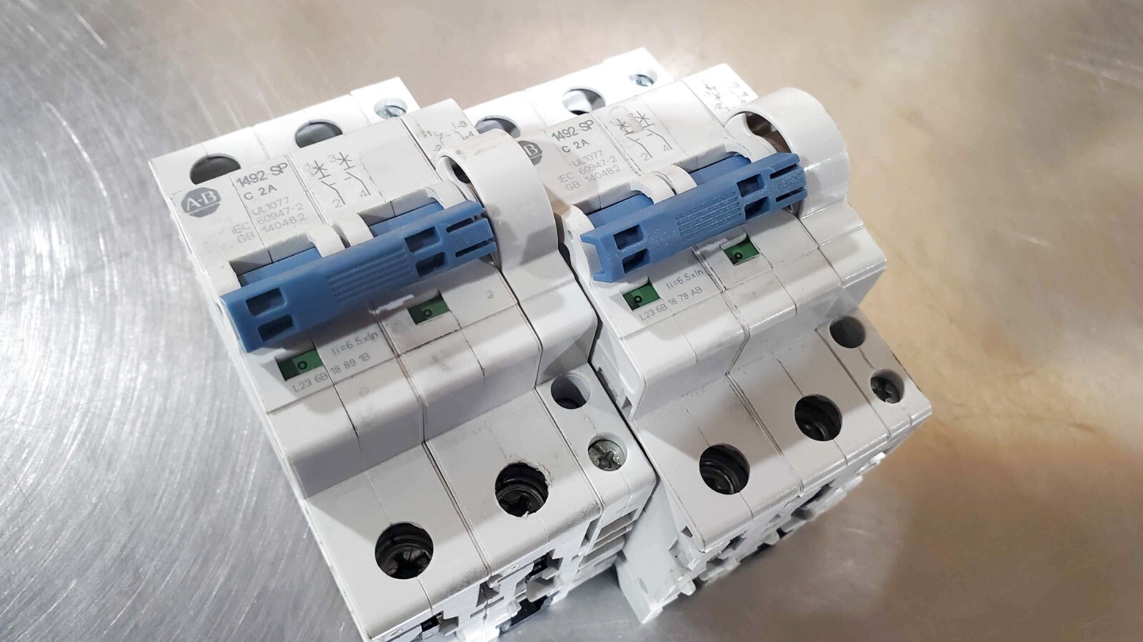Lot of 2 Allen-Bradley 1492-SP C2A Circuit Breakers 2-pole w/ 189-AR11