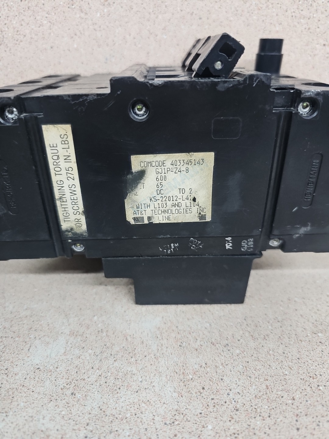 EATON HEINEMANN BREAKER GJ1P-Z4-8 600A 65V 3P SEE PICS