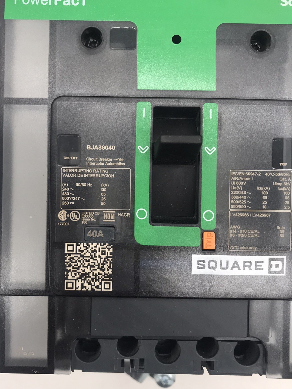 HOUSTON STOCK NEW SQUARE D BJA36040 POWERPACT 40 AMP 600Y FREE 2 DAY AIR BUY NOW