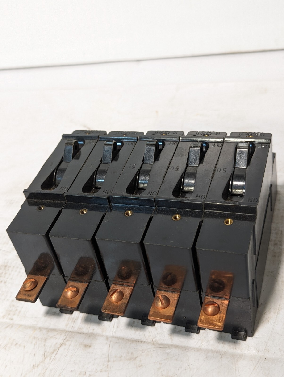 Box Of 5 Heinemann X0411 50A Circuit Breakers, 120/240VAC, 1 Pole
