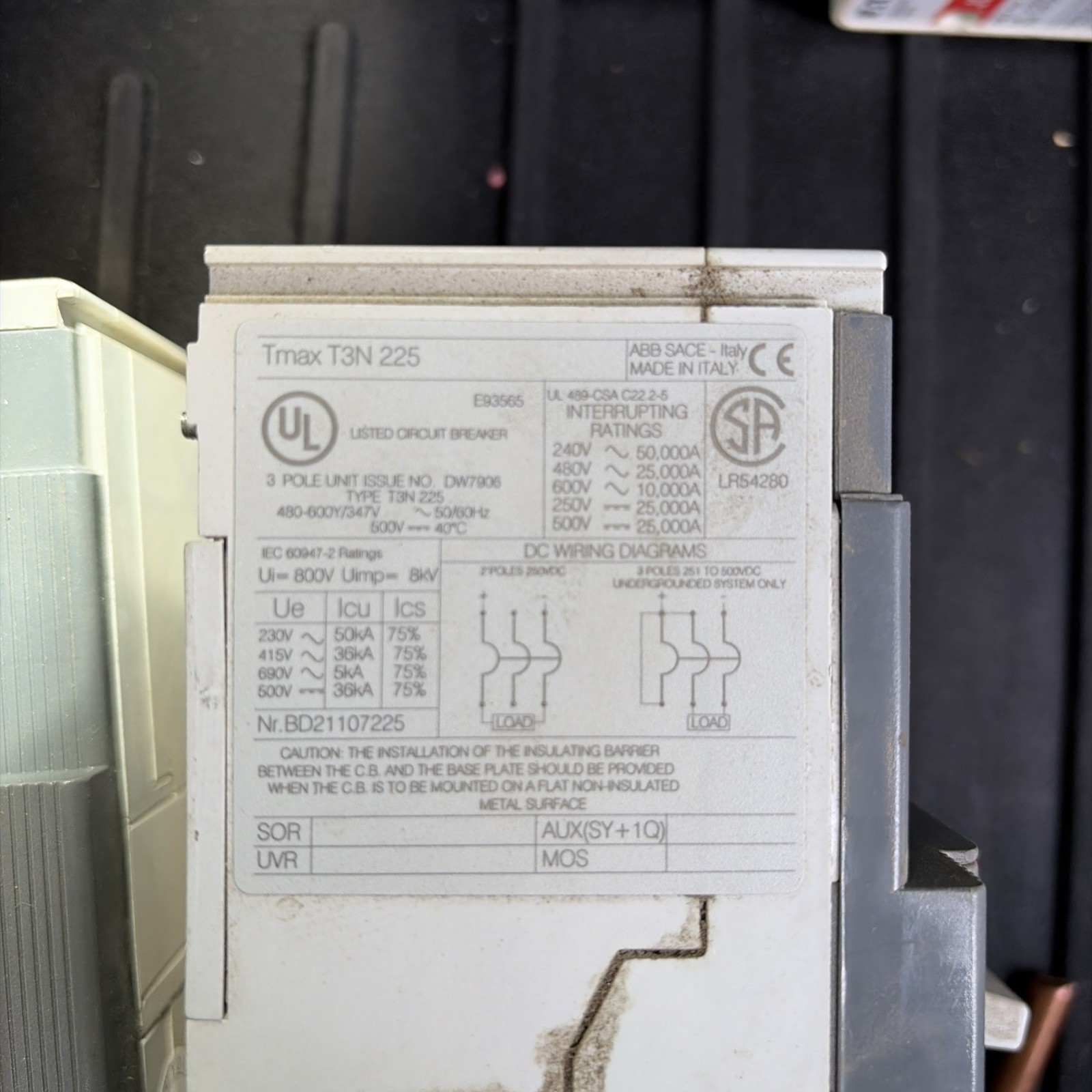 ABB SACE TMAX T3N 225 Circuit Breaker 225 Amp