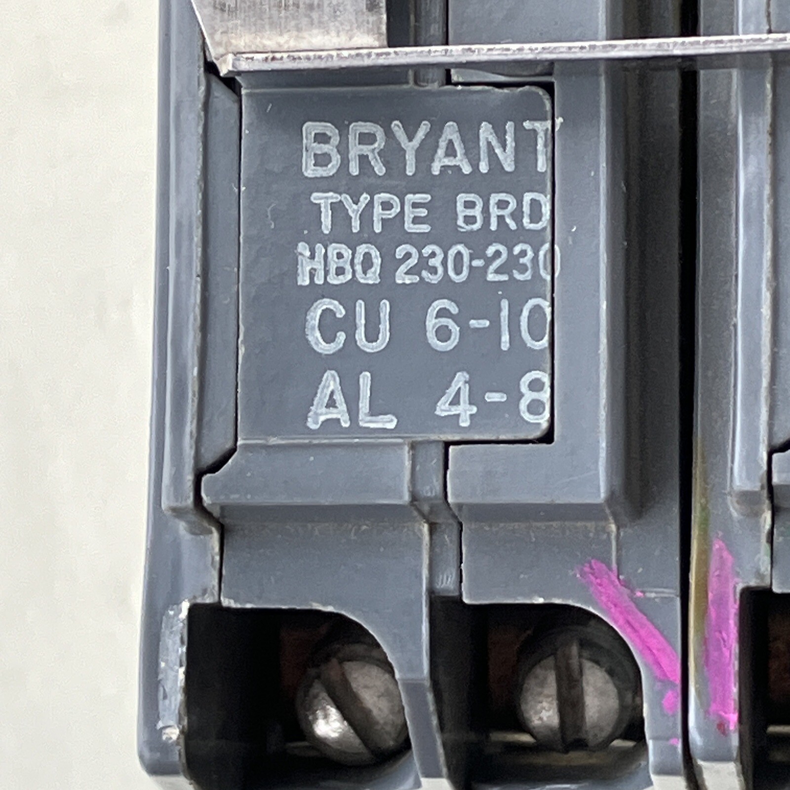 Bryant HBQ230-230 BQ230230 Old style 4-Pole BRD 22kA Quad Breaker Gray / Green
