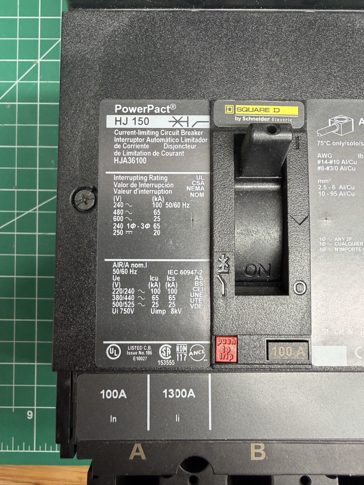 New- Square D – HJA36100 – Molded Case Circuit Breaker – 100A, 3-Pole No Box