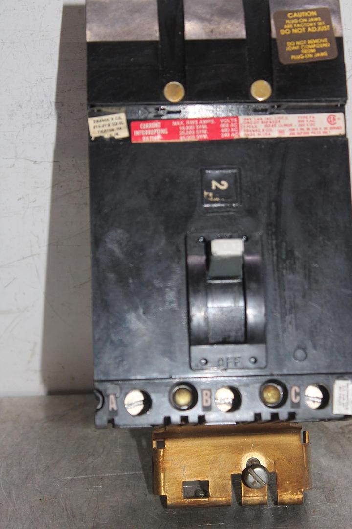 SQUARE D I-LINE CIRCUIT BREAKER FH36100 100 AMP 600 VAC 3-POLE