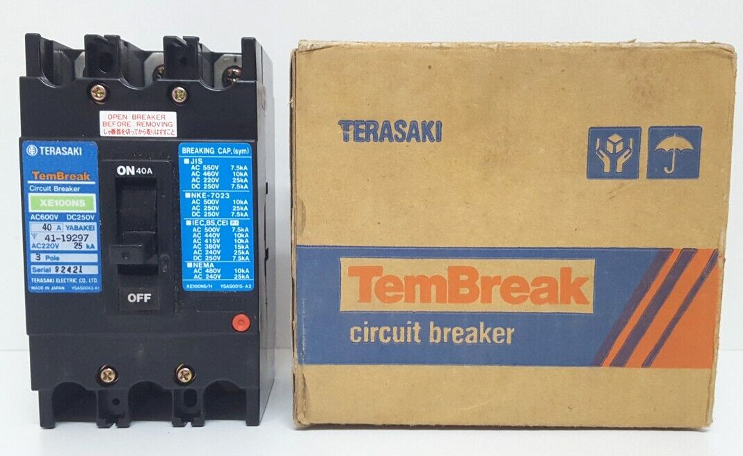 TERASAKI TEMBREAK XE100NS 3 POLE 40 AMPS CIRCUIT BREAKER AC600V DC250V