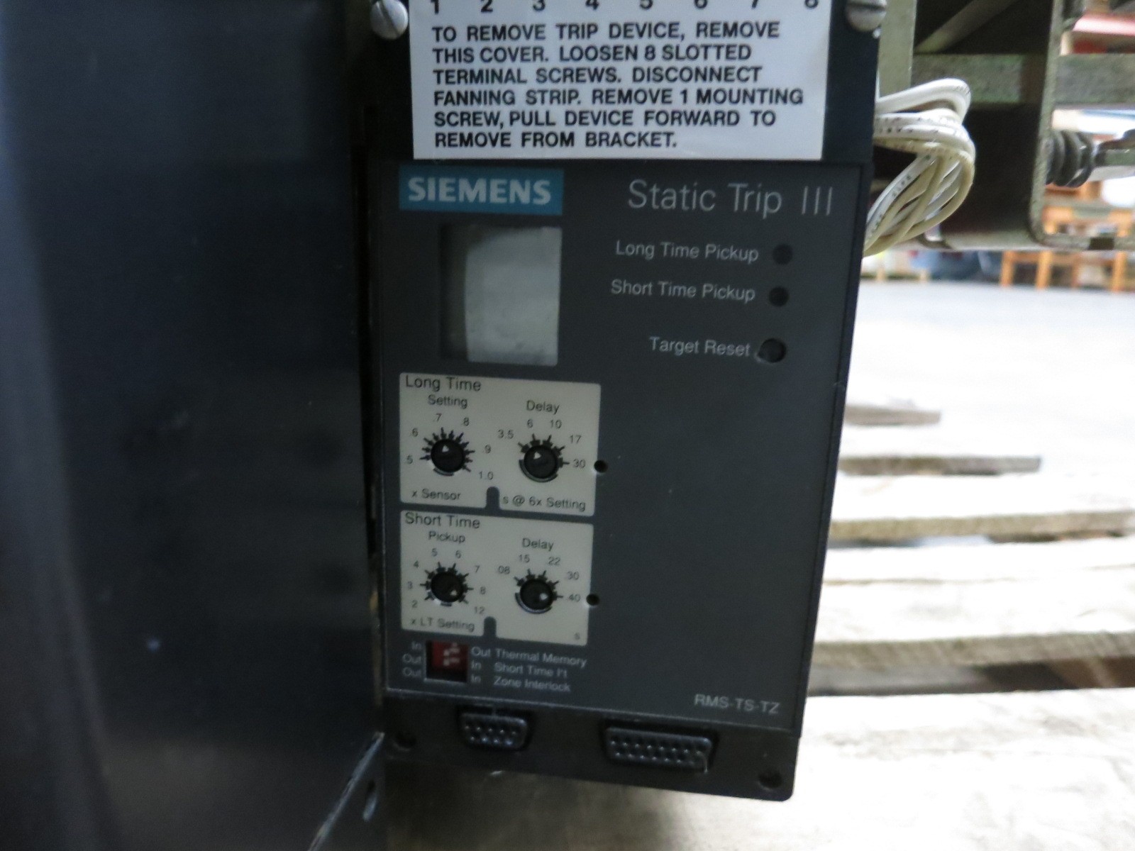Siemens RL-1600 1600A Air Circuit Breaker Static Trip III RMS-TS-TZ MO RL1600 LS