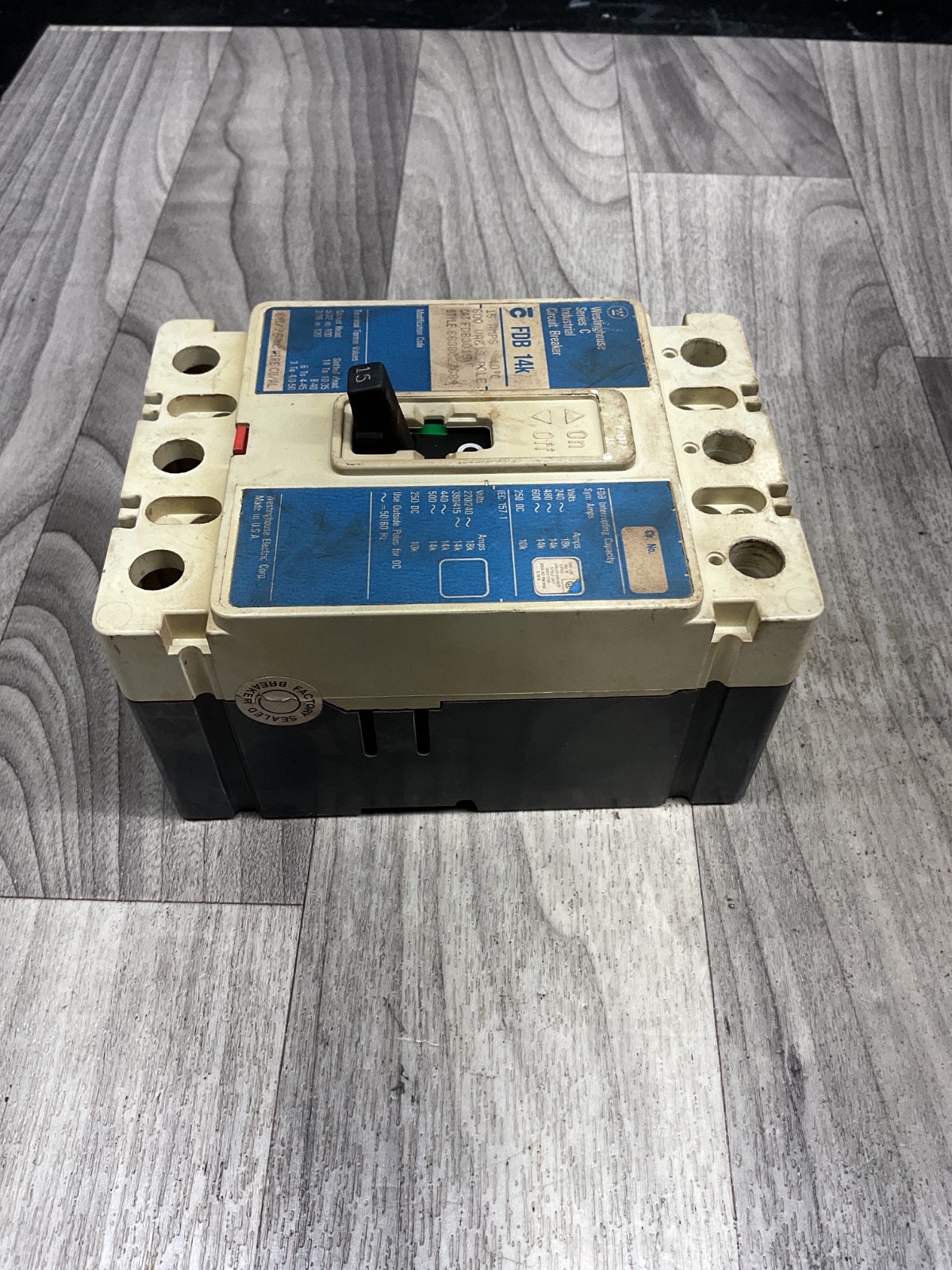 WESTINGHOUSE CAT NO. FDB3015 – 15 A, 600 V, 14k, 3 POLE, #4003C99PR4
