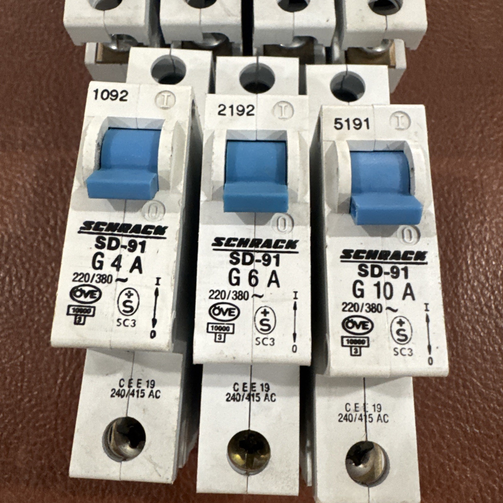 Lot of 7 Schrack SD-91 G2A G4A G6A G10A Circuit Breaker 2 Pole